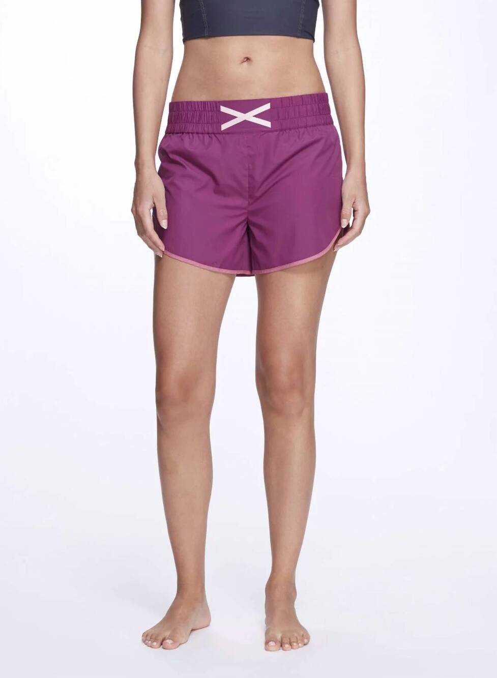NEW MARCHESA ATHLEISURE althea pull-on shorts in raspberry